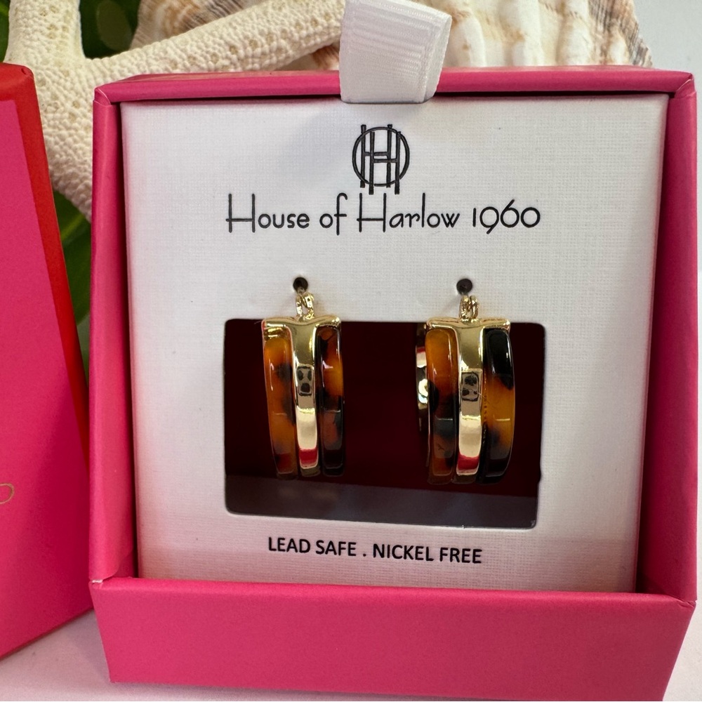 House of Harlow 1960 Gold Tone and Brown Earrings